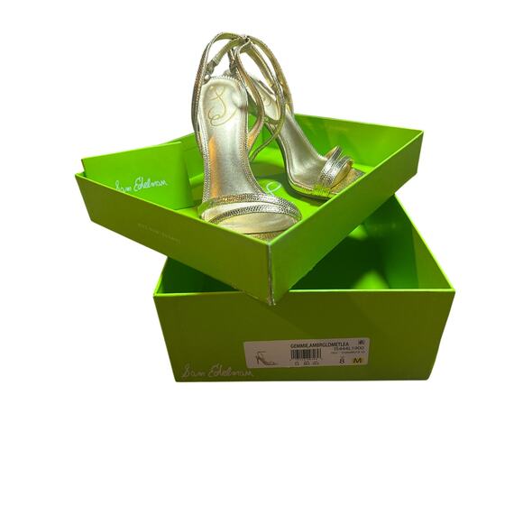 BRAND NEW*Sam Edelman Gemmie Sandals in Amber Gold Metallic Leather - Picture 2 of 4